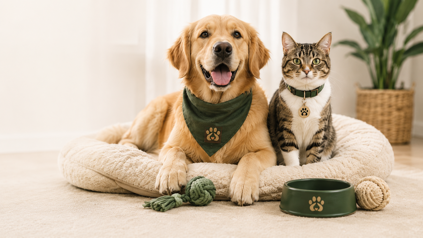 Perro y gato con accesorios Pata Shop